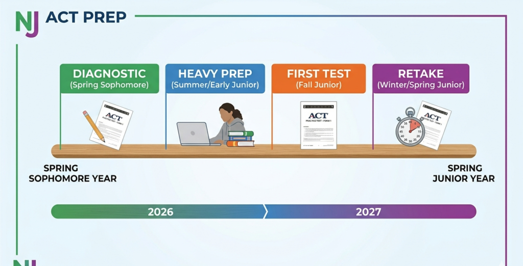 ACT prep timeline for NJ sophomores and juniors 2026 to 2027