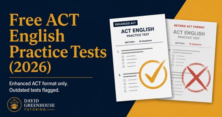 Free ACT English practice tests and resources for 2026 that match the Enhanced ACT format