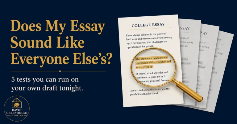 Five self-tests to tell if your college essay sounds generic, from a New Jersey admissions tutor